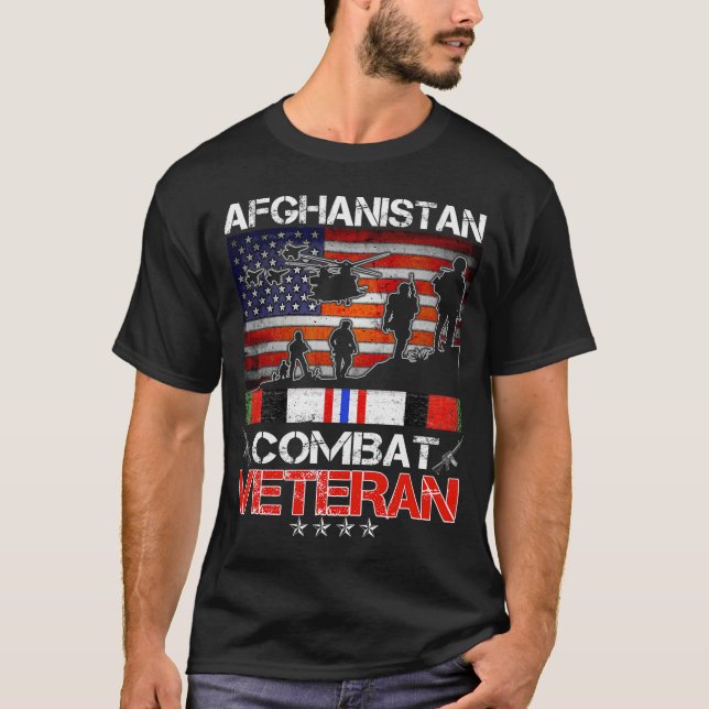 Camiseta afeganistão combate veteranos militares dos eua ve (Frente)