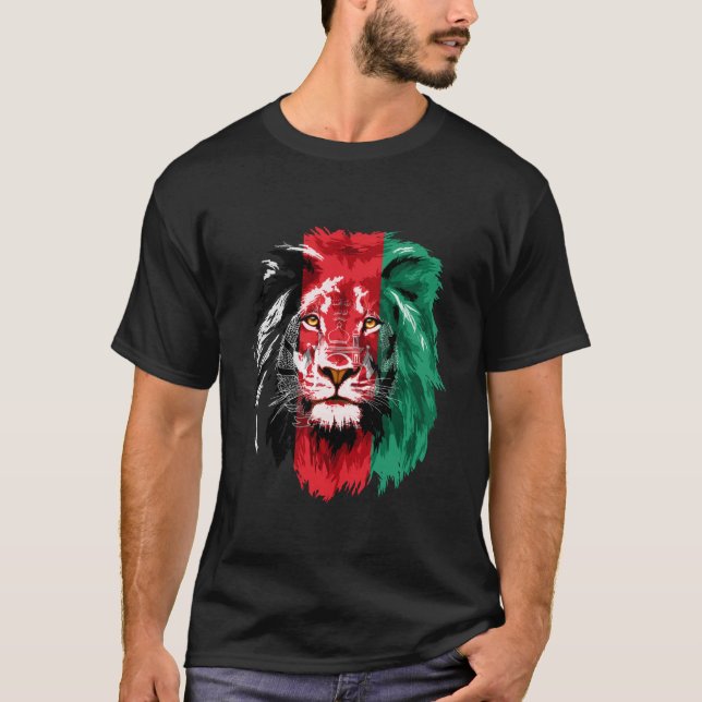 Camiseta Afeganistão Flag Lion Free Afeganistão T Shirt (Frente)
