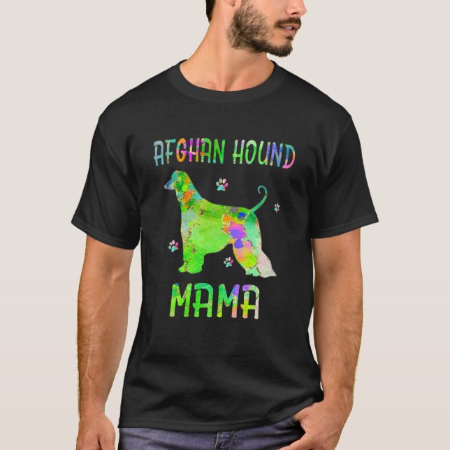 Camiseta Afegão Cachorro Colorido Mamãe (Frente)