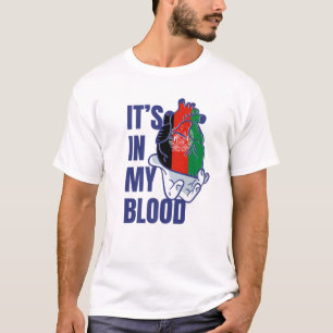 Camiseta Afegão de Veias de Sangue Cardíaco Bandeira do Afe