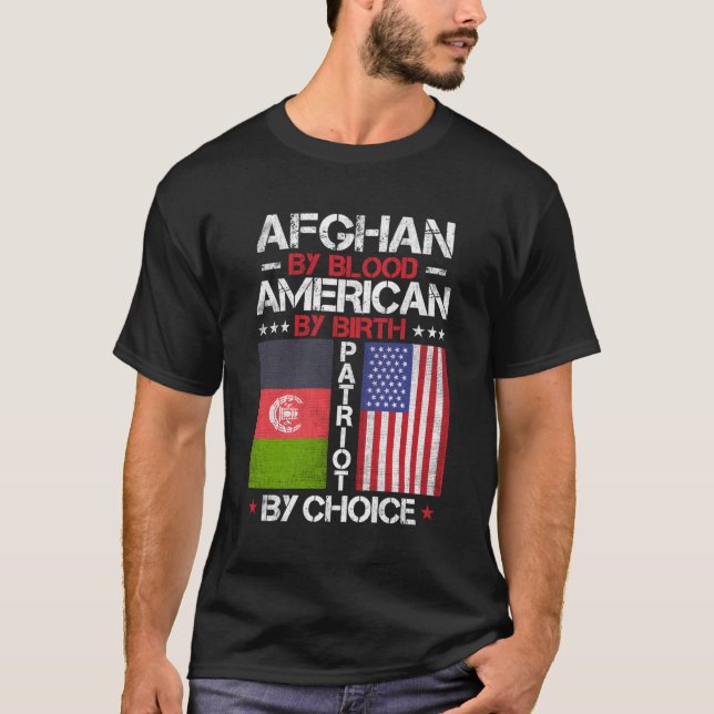 Camiseta Afegão Por Blood American Por Nascimento Patriota  (Frente)