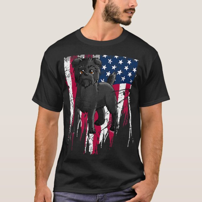 Camiseta Affenpinscher American Flag USA Awo (Frente)