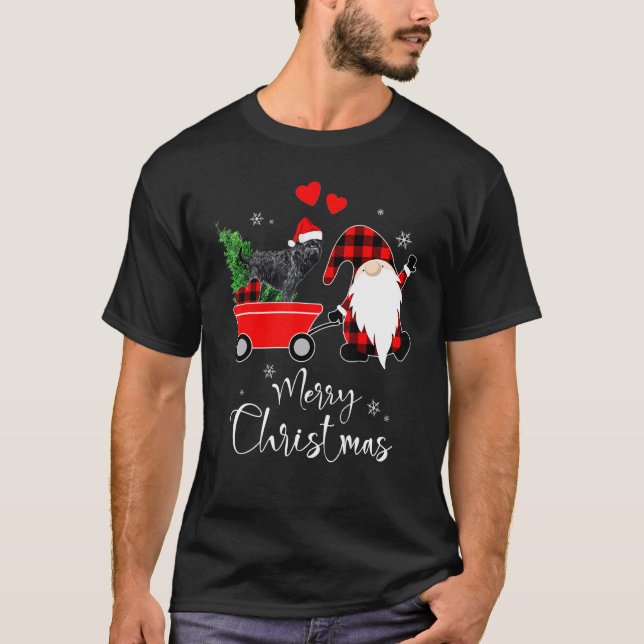 Camiseta Affenpinscher Cachorro de Natal Com Pijama de Papa (Frente)