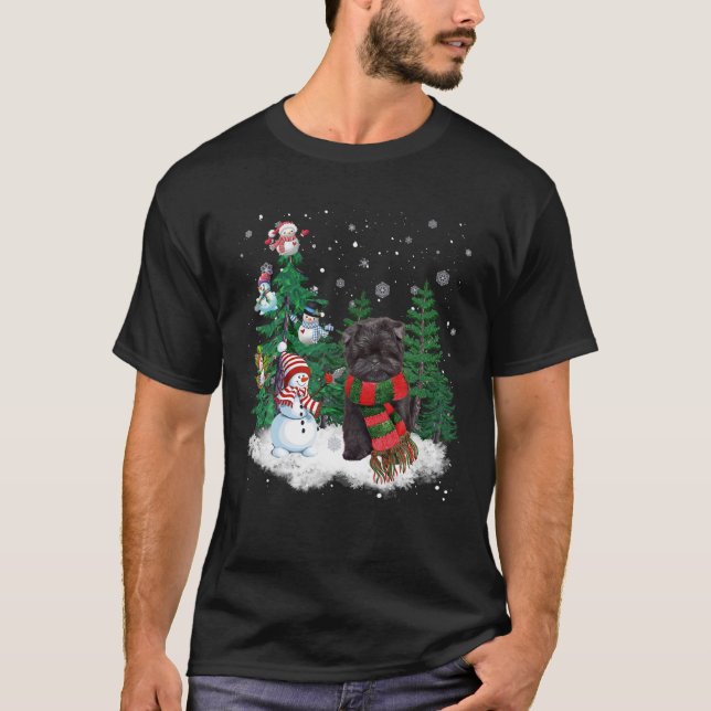 Camiseta Affenpinscher Cachorro Natal Snowman Xmas Tree Paj (Frente)