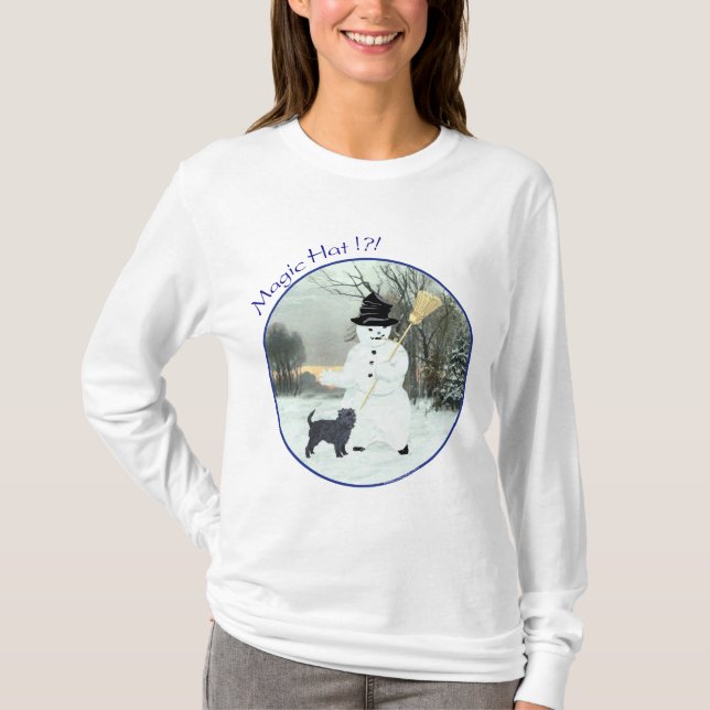 Camiseta Affenpinscher e Boneco de Neve (Frente)