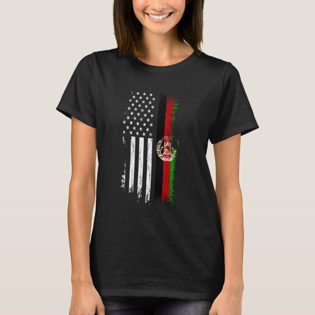 Camiseta Afghan American Flag T Shirt - Afeganistão USA Fla (Frente)
