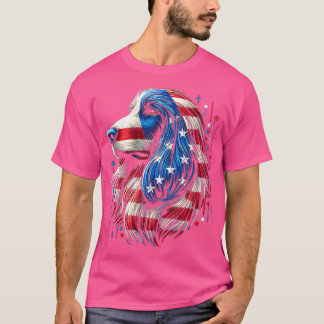 Camiseta Afghan Hound FLAG EUA Funny Dog Engraçado