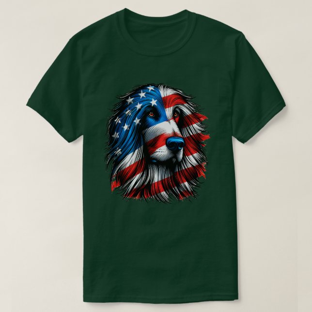 Camiseta Afghan Hound FLAG Usa Dog Engraçado 2 (Frente do Design)