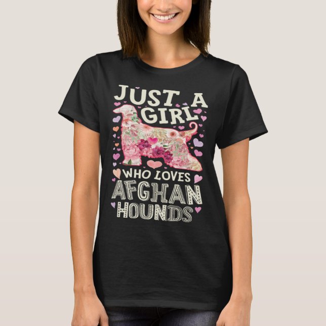 Camiseta Afghan Hound Just A Girl Who Loves Dog Flower Wome (Frente)
