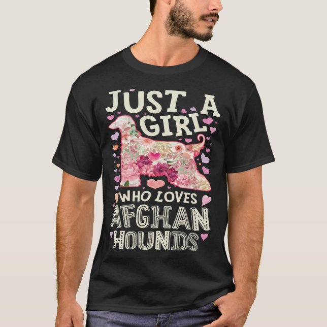 Camiseta Afghan Hound Just A Girl Who Loves Dog Flower Wome (Frente)