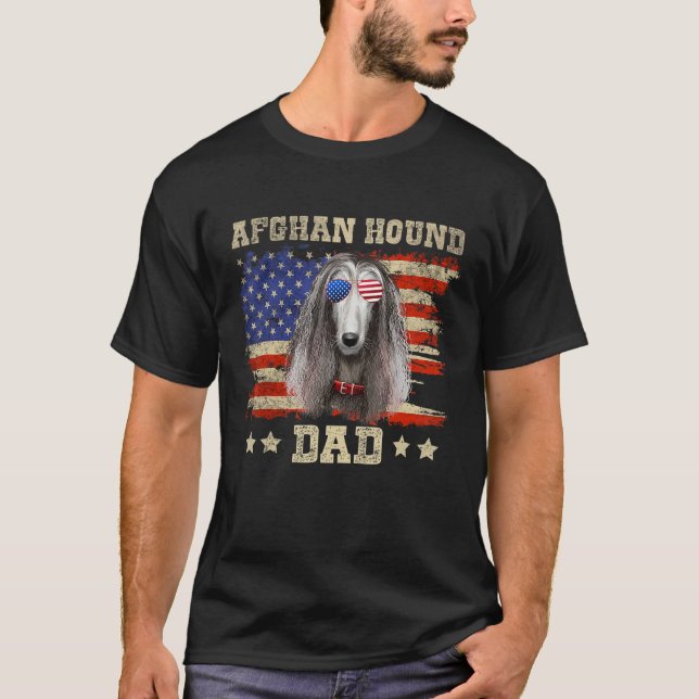 Camiseta Afghan Hound Pai Merica American Flag Men Julho (Frente)