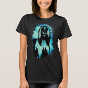Camiseta Afghan Hound Paint Blue Design Dog Pai Mãe