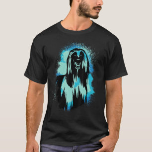 Camiseta Afghan Hound Paint Blue Design Dog Pai Mãe