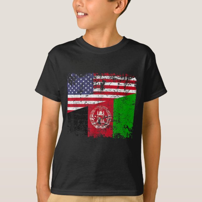 Camiseta AFGHANISTAN ROOTS Half American Flag USA AFEGANIST (Frente)