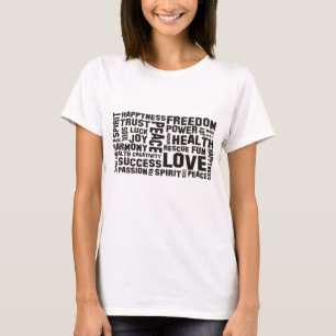 Camiseta afirmações a preto - antecedentes claros