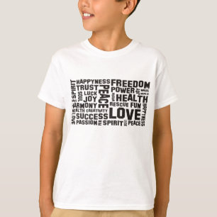 Camiseta afirmações a preto - antecedentes claros