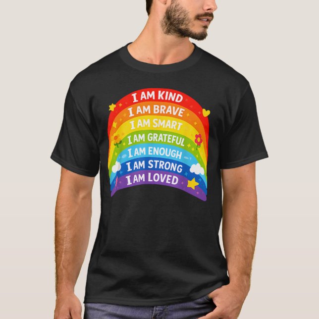 Camiseta Afirmações Positivas Arco-íris (Frente)