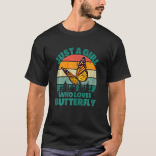 Camiseta Aflita Apenas Uma Garota Que Ama Borboleta Monarca