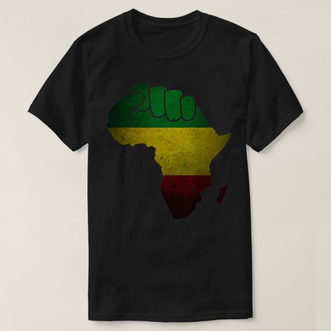 Camiseta África - África negra - Mapa sobe africano (Frente do Design)