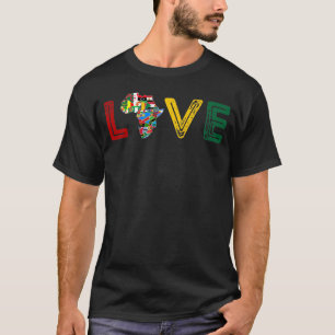 Camiseta África AMA Mapa Continente e Sinalizadores de País