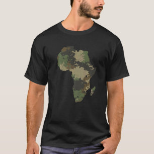 Camiseta África Continente Mapa Camo Padrão Africano Safari