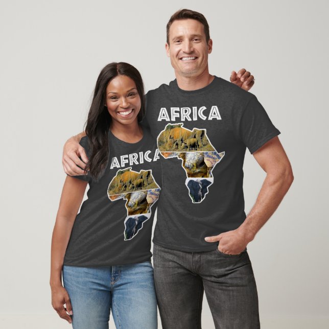 Camiseta África do mapa da vida selvagem (Unissex)