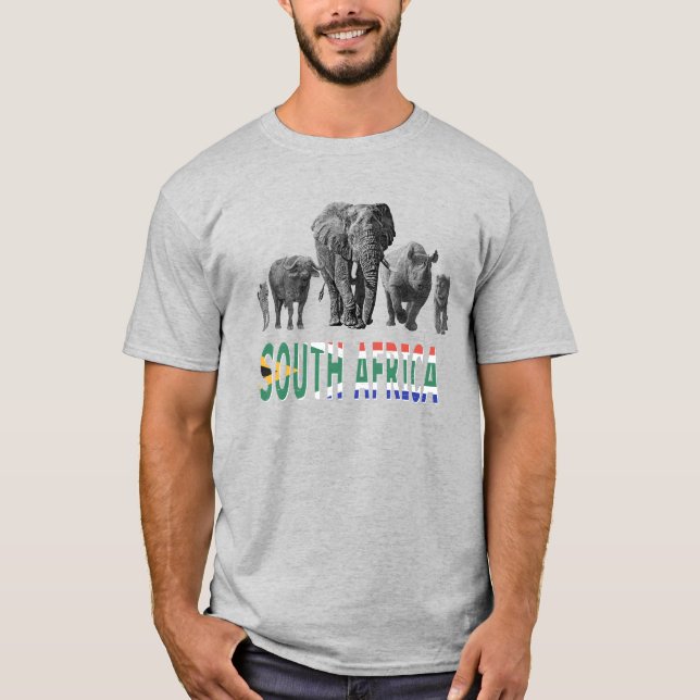 Camiseta África do Sul Grande 5 Vida Selvagem para os Fãs d (Frente)