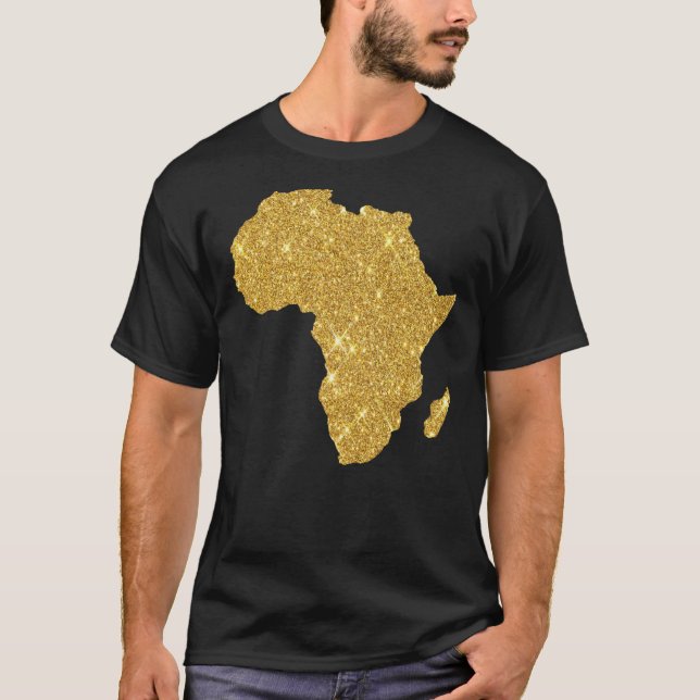 Camiseta África Dourada Mapa Essencial de Camisa-T (Frente)