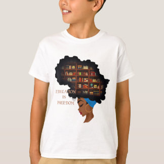 Camiseta África: Educação é Livro da Liberdade Preto