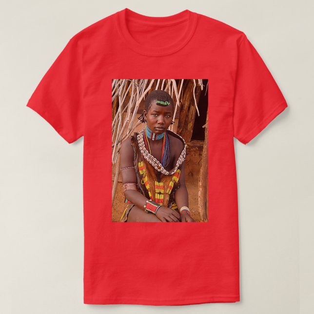 Camiseta África Etiópia Omo River Valley Hamer Tribe 1 (Frente do Design)