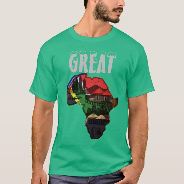 Camiseta África excelente Mapa arco-íris de cores tradicion (Frente)