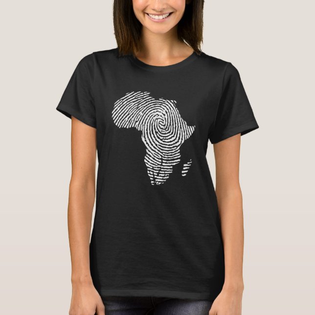 Camiseta Africa Fingerprint African Flag Black Pride DNA Af (Frente)
