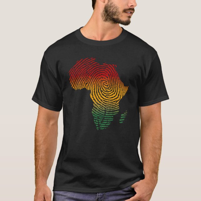 Camiseta Africa Fingerprint African Flag Black Pride DNA Af (Frente)