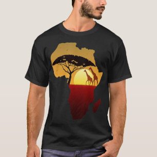Camiseta África Girafa Mapa Pai Animais do Sul Cinco Grande