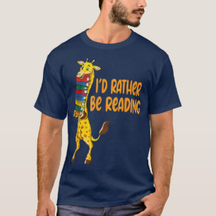 Camiseta África Girafa pilha lendo livros engraçado