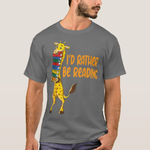 Camiseta África Girafa pilha lendo livros engraçado