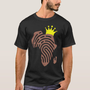 Camiseta África Impressão Digital Coroa Negra História Orgu