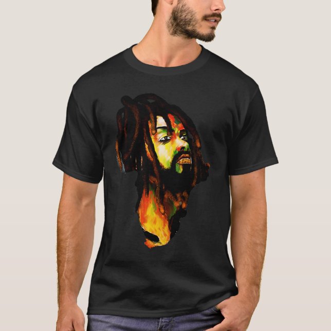 Camiseta Africa Map African Man Rasta Colors (Frente)