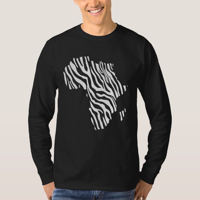 Camiseta Africa Map Filled With Zebra White Stripes Print P (Frente)