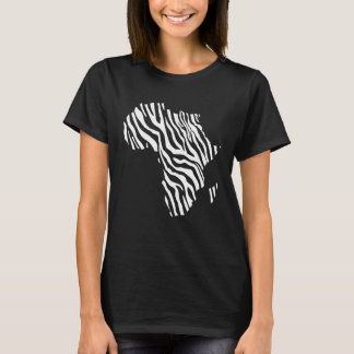 Camiseta Africa Map Filled With Zebra White Stripes Print P