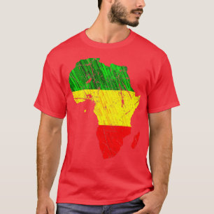 Camiseta Africa Map Reggae Rasta impressão Verde Amarelo Ve