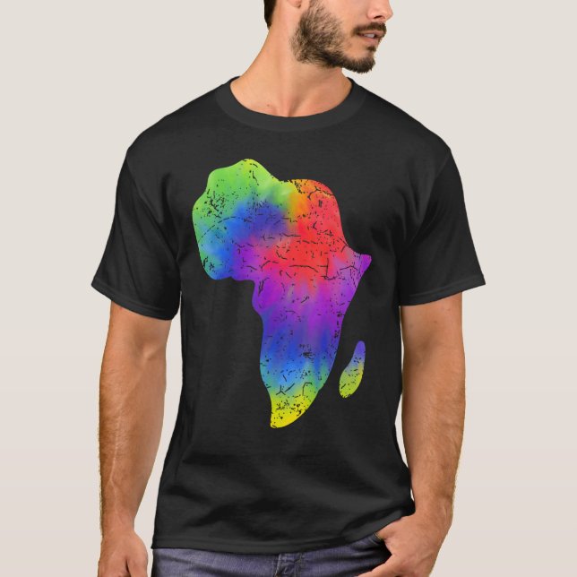 Camiseta Africa Map Reggae Rasta Tie Dye Black African Amer (Frente)