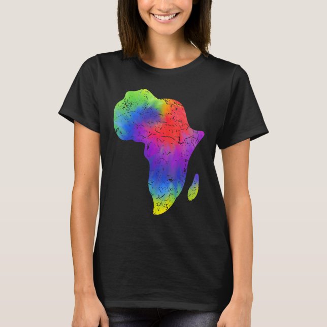 Camiseta Africa Map Reggae Rasta Tie Dye Black African Amer (Frente)