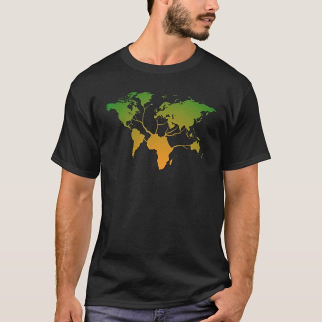 Camiseta Africa Map Root Gradient Pattern World Map Tree (Frente)