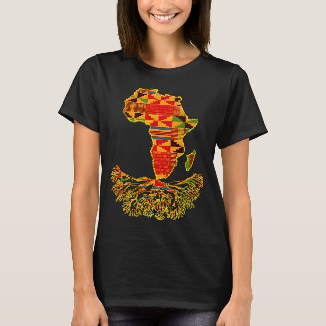 Camiseta Africa Map Traditional Kente Cloth African Roots C (Frente)