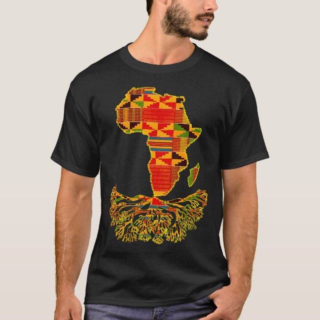 Camiseta Africa Map Traditional Kente Cloth African Roots C (Frente)