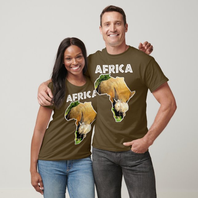 Camiseta África - Mapa da vida selvagem Rhino Calf (Unissex)