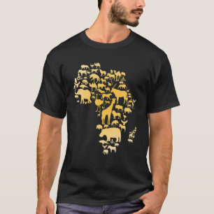 Camiseta África Mapa de animais Silhouette African