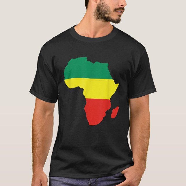 Camiseta África Mapa Reggae Africano rasta verde amarelo ve (Frente)
