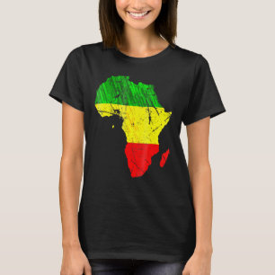 Camiseta África Mapa Reggae Rasta Verde Amarelo Vermelho Áf